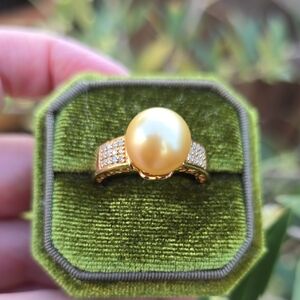 Elegant Rose Gold Color Pearl Ring